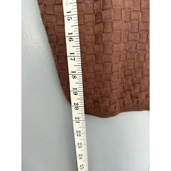 Abercrombie & Fitch Brown Checkered Knit Scoop Neck Classic Preppy Tank Top S - Image 2