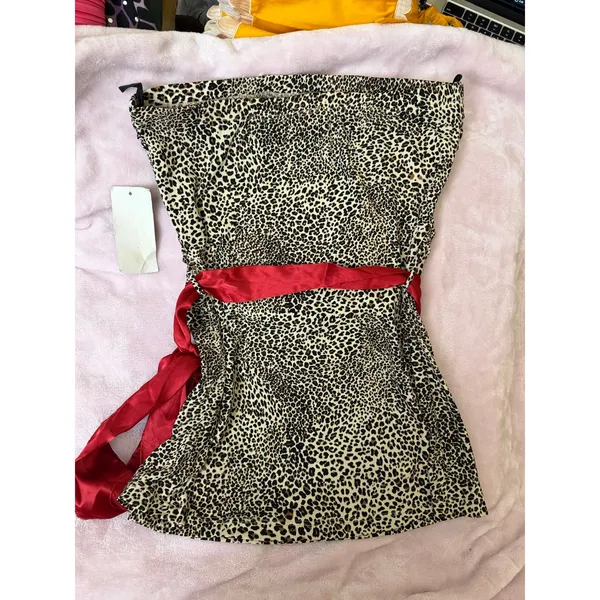 Vintage Y2K Cheetah Print Tube‎ Top Pretty good Size M/L Waist Bow - Image 2