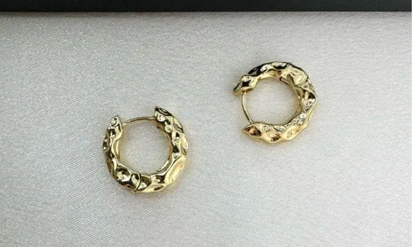 Irregular Small Gold Hoop Earrings for Women - Image 2