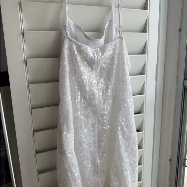 Stuad White Sequin Mini Dress sz 8 - Image 5