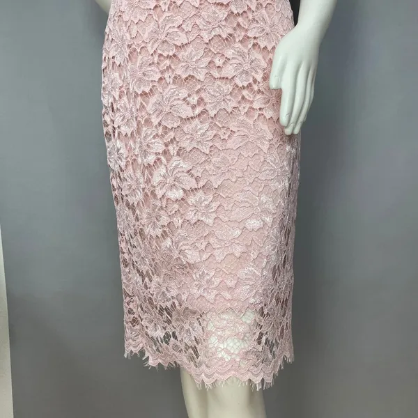 Enfocus Studio Lace Sheath Dress Women 8 Blush Pink Mock Neck Flutter Sleeve‎ - Image 5