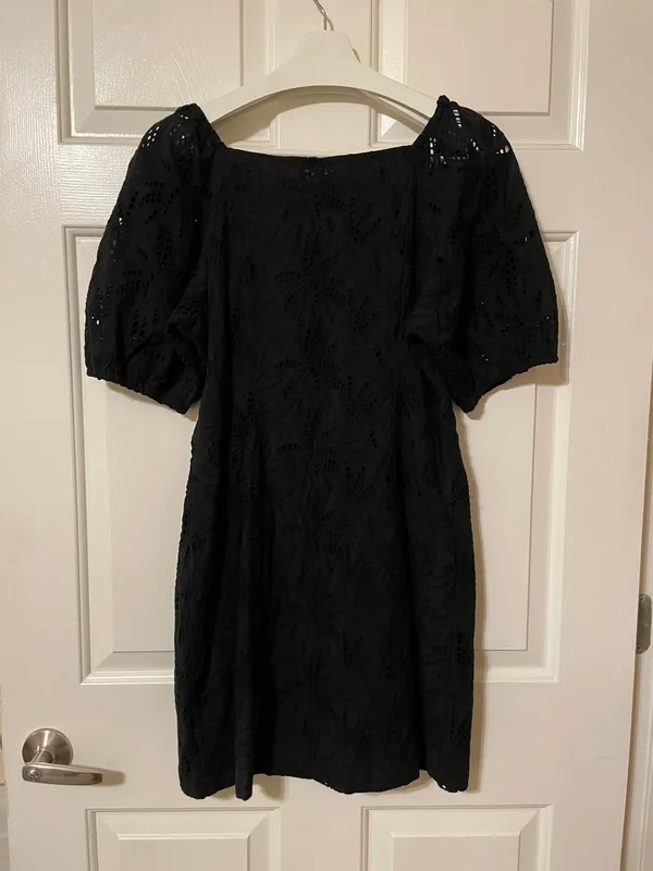 NWT! Free People Daniella Eyelet Cotton Boho Lined Mini Dress Size 8 Black New! - Image 9