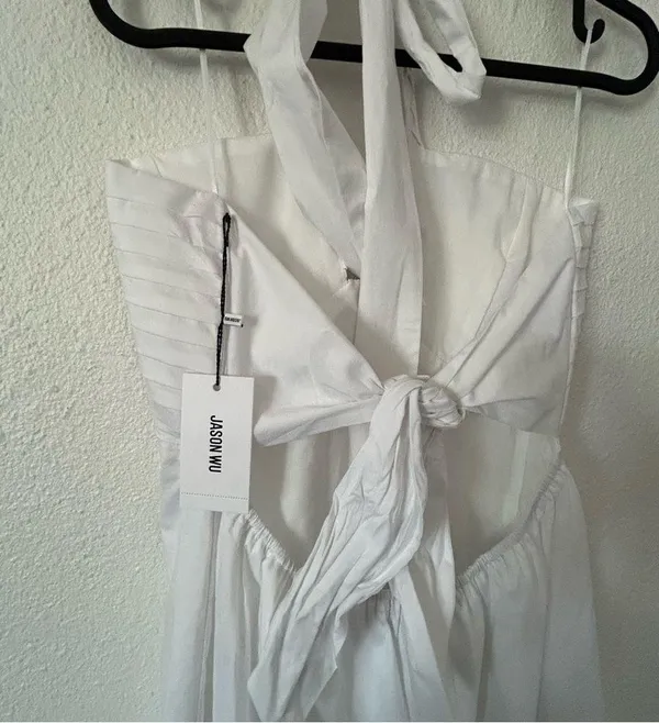 eyelet halter maxi summer dress sz large - Image 10