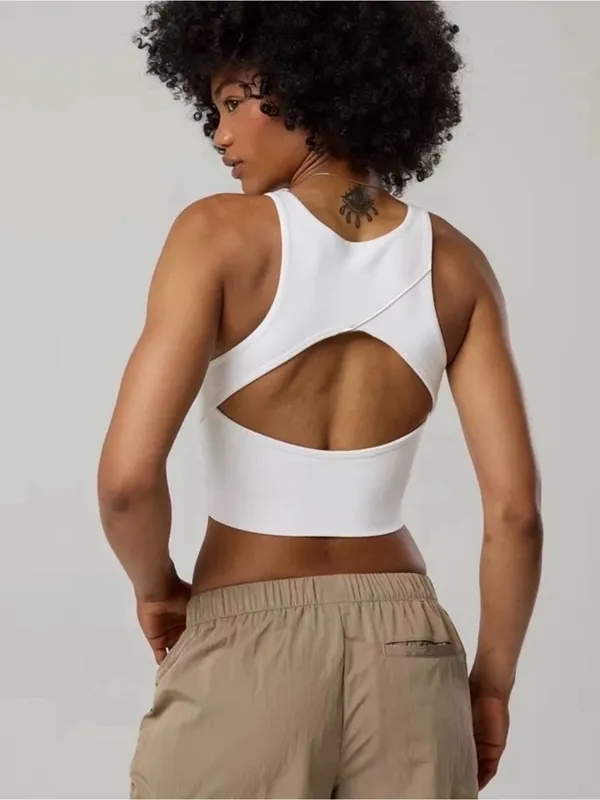 Aerie Offline White Crossover Back Longline Sports Bra/Tank - Image 2