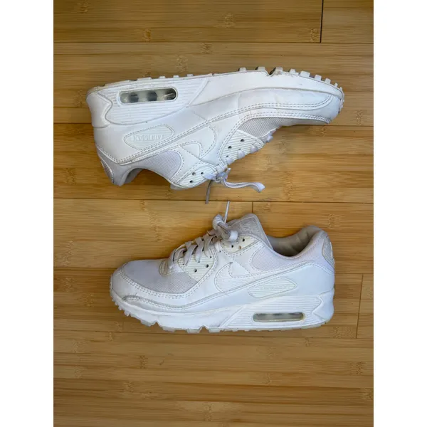 Nike Air Max 90 Sneakers Lace Up Triple White Performance Running Women's Size 9 - Image 4