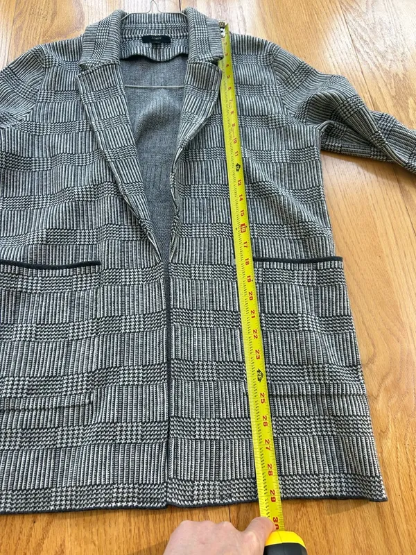 J. Crew Sophie Open-Front Sweater Blazer‎ Glen Plaid Merino Wool Cotton Small S - Image 11