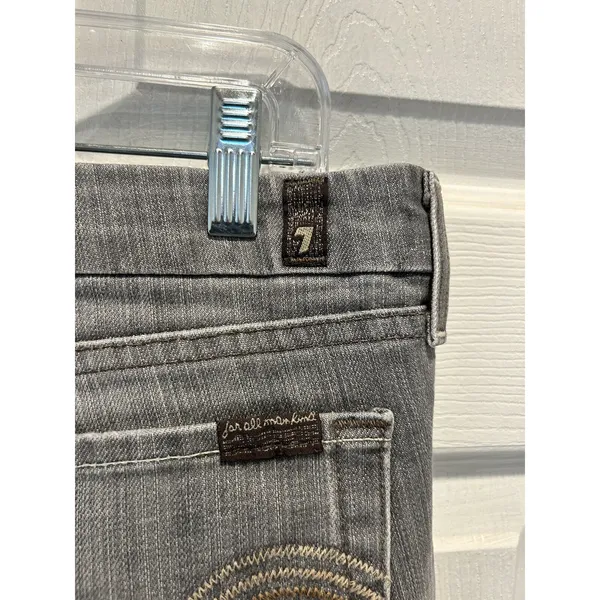 7 For All Mankind Womens Kate Crop Gray Straight Leg Jeans‎ Size 32 Made USA - Image 8