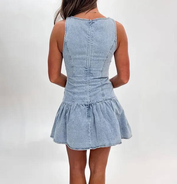Boutique Denim Dress Blue - Image 2