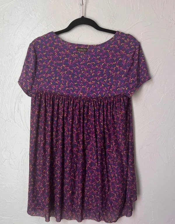 Matilda Jane purple floral layered shirt sleeve top size M - Image 7