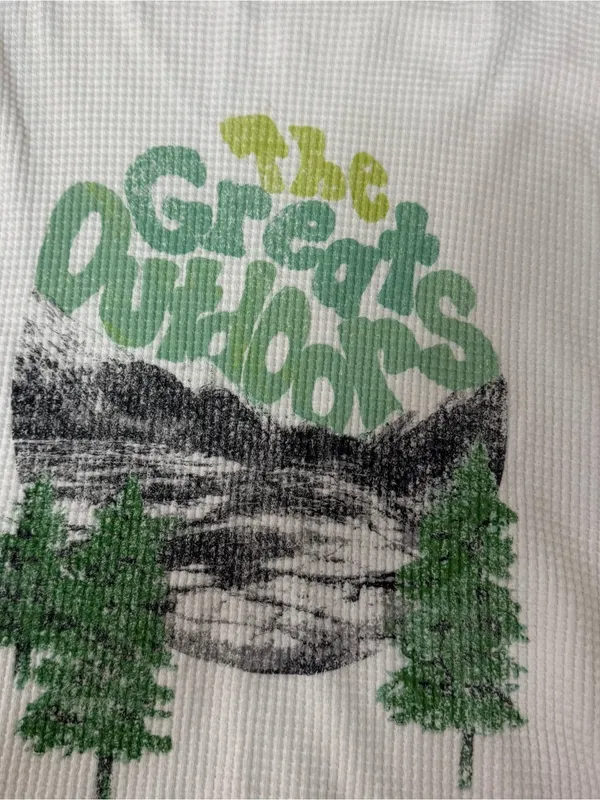 Aerie Relaxed White Graphic Waffle Knit Top - The Great Outdoors - Image 3