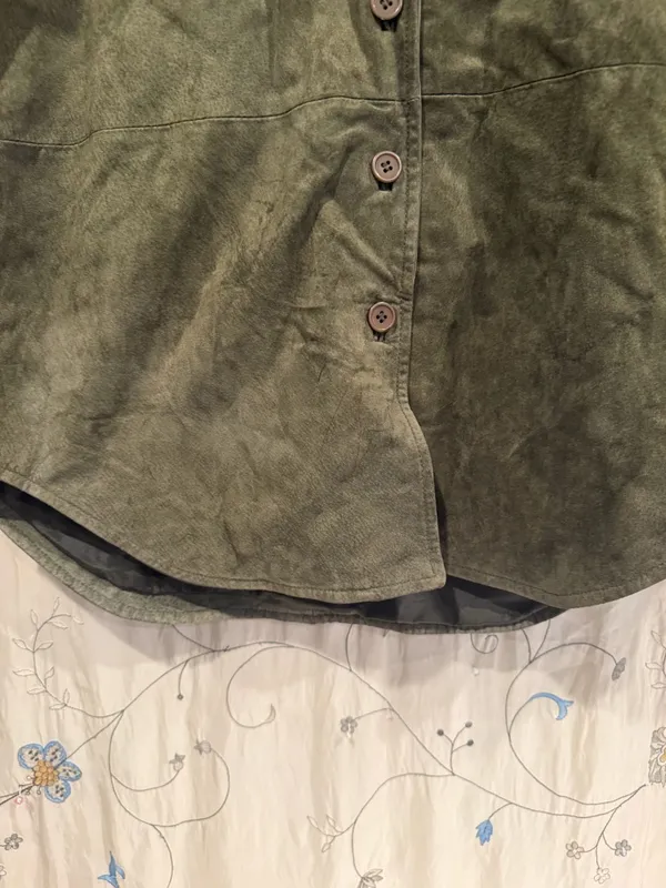 bagatelle Olive Green Suede Button-Front Jacket - Image 4