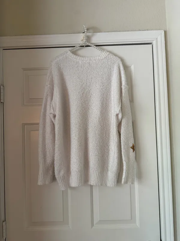 Peach Love White & Gold Star Sweater - Image 6