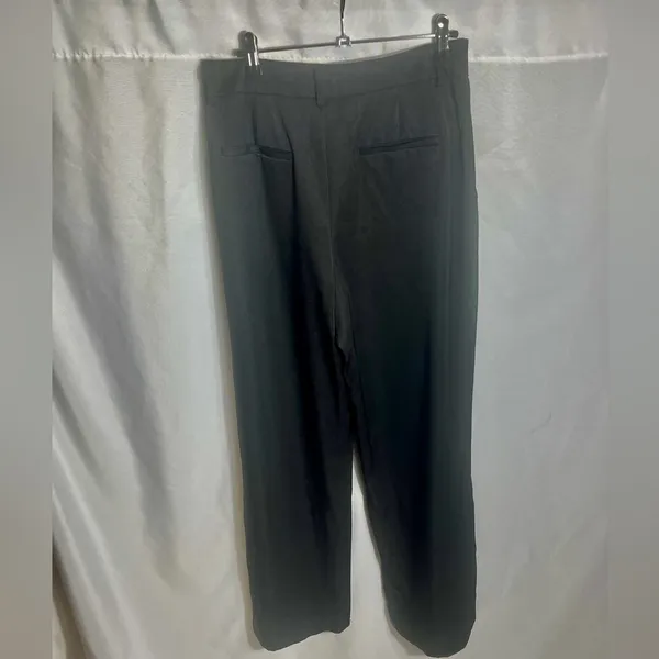 Micas Black Wide Leg Trousers Women Medium High Waist Pleated Dress Pants - Image 2