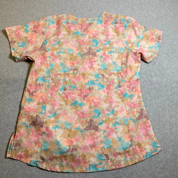 Carhartt Scrub Top Women's Size L Multicolor Abstract Camo Modern Fit V-Neck EUC - Image 2