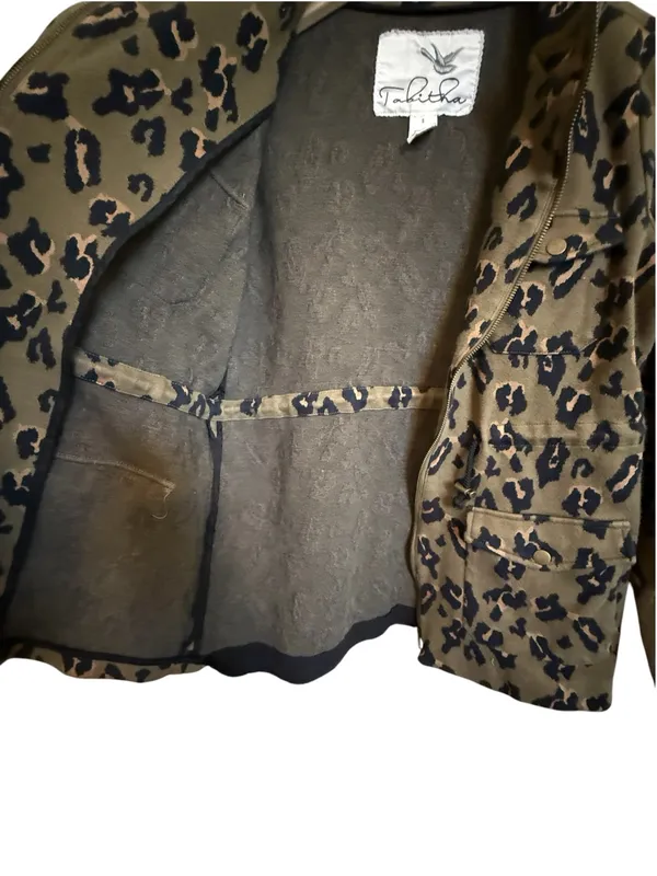 Anthropologie Tabitha Leopard Print Utility Jacket Women’s Sz S Safari Military - Image 4