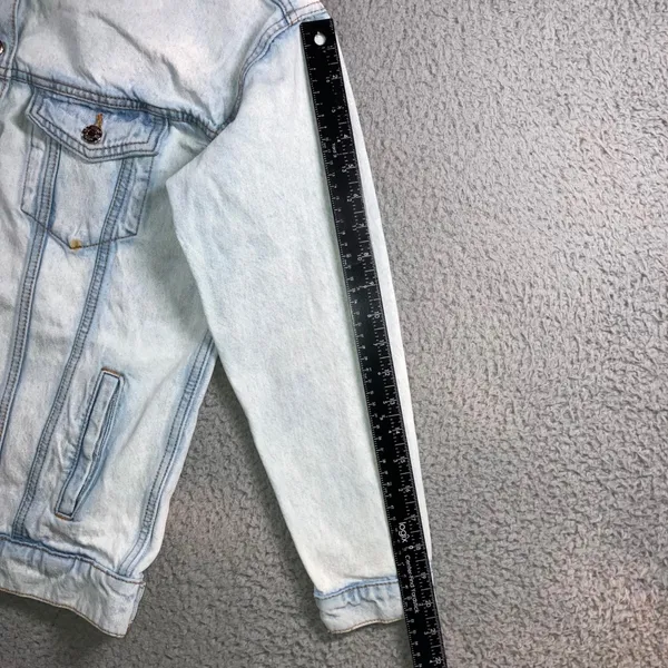 VTG Style Trucker Jean Jacket Womens 4 Light Wash Streetwear Oversized Pocket - Image 13