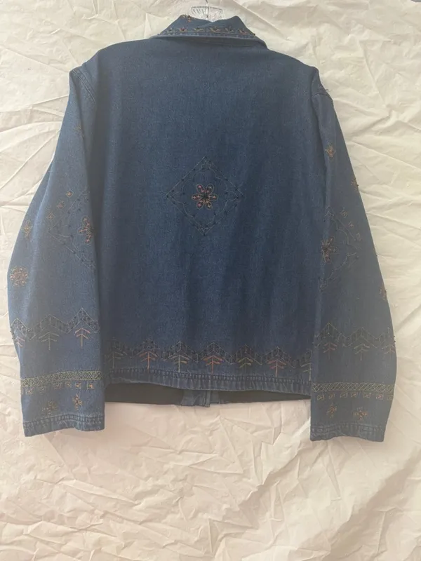 New Direction Vintage Boho Denim Jacket with Embroidery - Dark Blue - Image 6