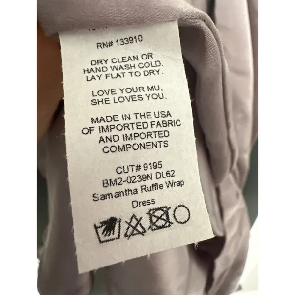 Show Me‎ Your MuMu NEW XXS Samantha Ruffle Wrap Dress Dusty Purple Luxe Satin - Image 11