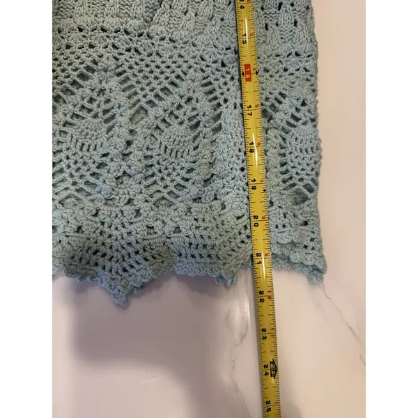 Athleta Crochet Knit Skirt Mint Green Cotton Eyelet Scalloped Hem SizeSmall Boho - Image 8