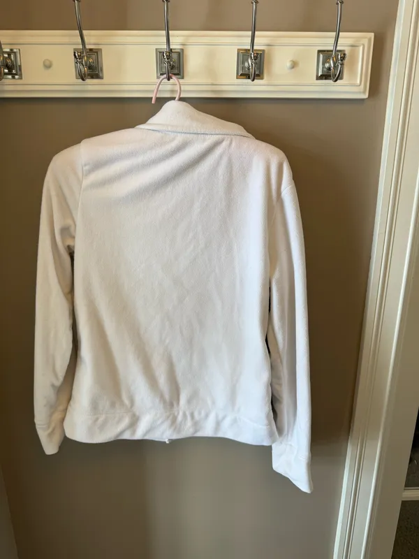 Danskin Now Women's White Fleece Full Zip Collared Jacket M Zipped Pockets - Image 3