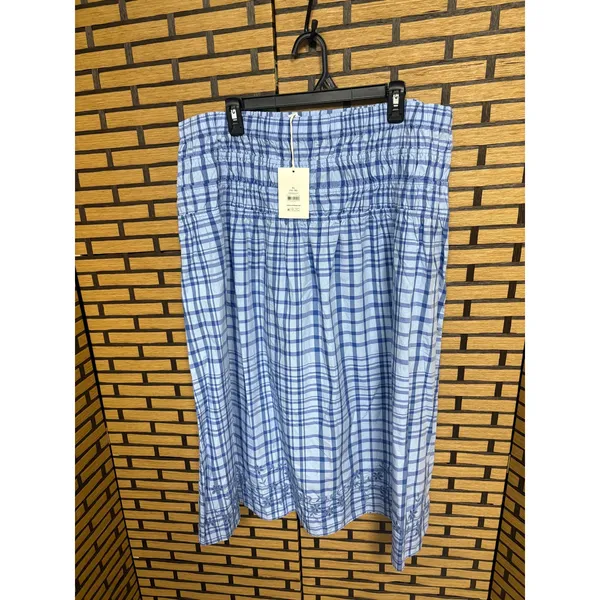Free Assembly Blue Plaid Midi‎ Skirt Size XL - Image 2