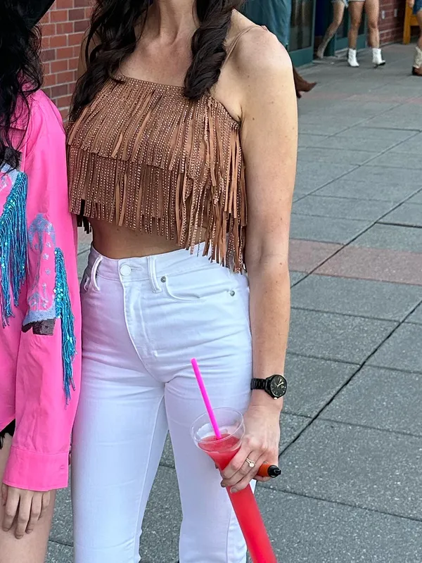 Fringed Crop Top in Dusty Rose - Women’s Summer Tank - Image 4