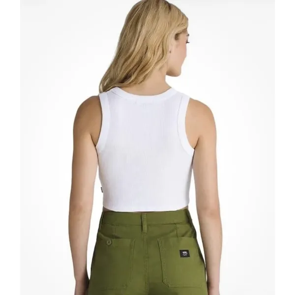 Vans Drew Ribbed Crop Tank Top Womens XL White Sleeveless Casual NEW - Image 2