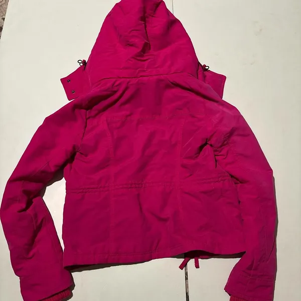 Abercrombie & Fitch Pink Hooded Utility Jacket XS Y2K Logo Zip Pocket - Image 5