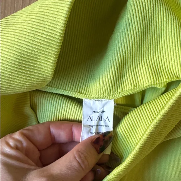 Alala Lime Green Ribbed Leggings - Image 2