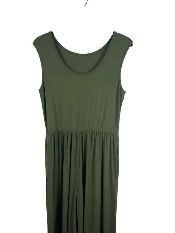 BTFBM Olive Green Jumpsuit Sleeveless Flowy M Minimalist Lounge Pocket NWT - Image 5