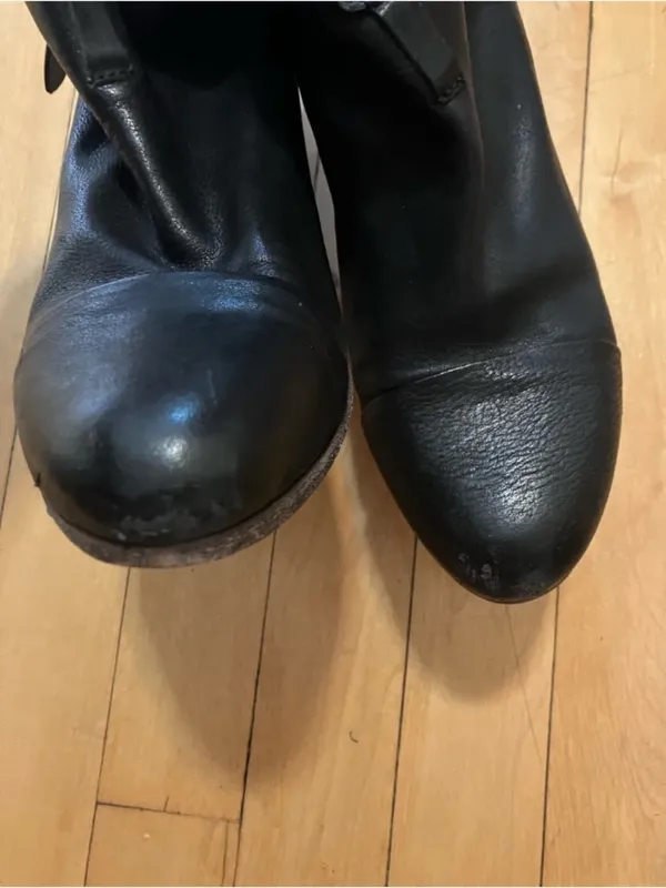 Rag & Bone Harrow Black Leather Heel Ankle Boots Size 41 or 10 - Image 5