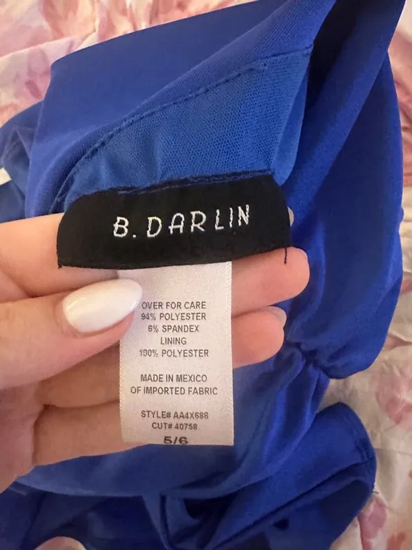 B. Darlin One Shoulder Ruched Bodycon Dress Size 5/6 Blue - Image 4