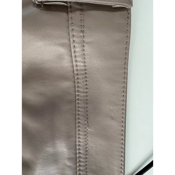 Kensie Jeans Taupe Beige Vegan Leather Mini‎ Skirt High Waist NWT 14 32 - Image 12