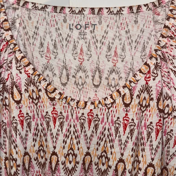 LOFT Boho Print Cotton Tee Short Flutter Sleeve T-Shirt Women’s Medium M - Image 4