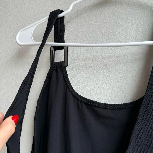 NWT Aerie Size Large Crinkle Cheeky Coverage One Piece Swimsuit Black Scoop Back - Image 7