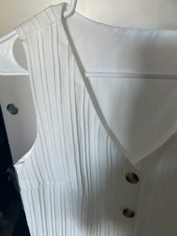 White Button Up Dress Size M - Image 2
