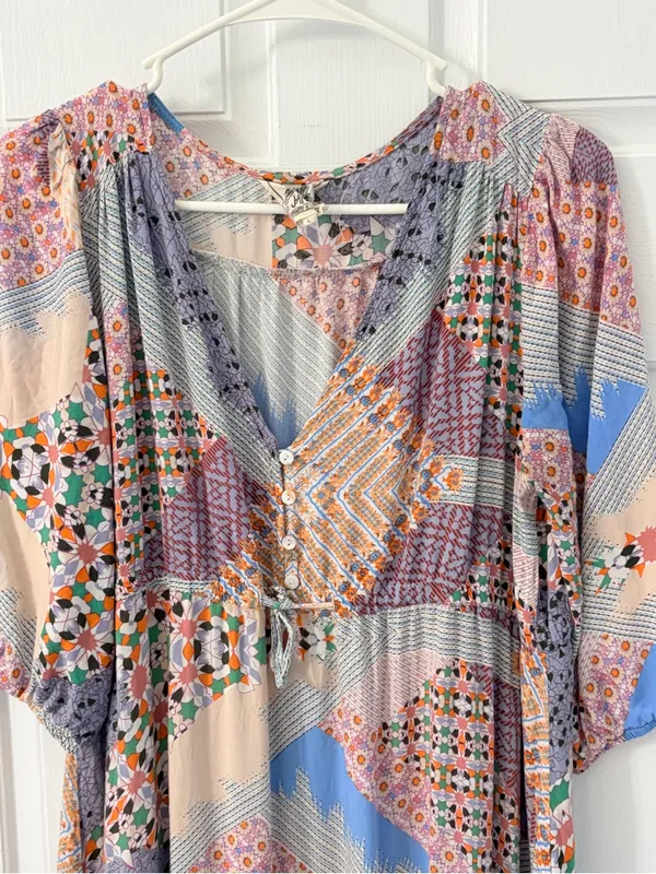 Jaase Lavender, Peach & Blue Patchwork Maxi Dress - Image 5