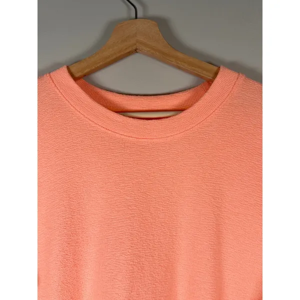 Aerie Women XS Coral Textured Knit‎ High-Low Pullover Sweatshirt Oversized Fit - Image 2