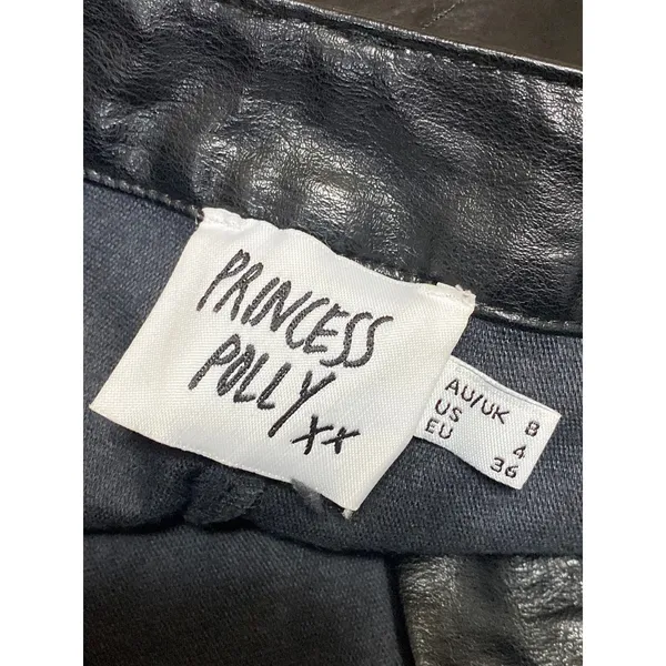 Princess Polly Women's Black Faux Vegan Leather High Waisted Mini Shorts Size 4 - Image 3