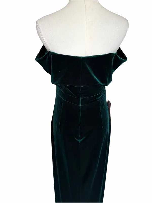 BHLDN x Anthropologie - Edison Emerald Green Velvet Off Shoulder Maxi Dress Sz 2 - Image 6