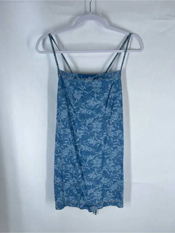 rag & bone Laser Floral Denim Tie Dress Blue Size S - Image 2