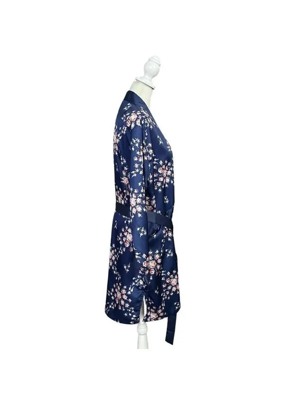 Morgan Lane x FabFitFun Allie Floral Satin Robe Navy Size Small Medium - Image 2