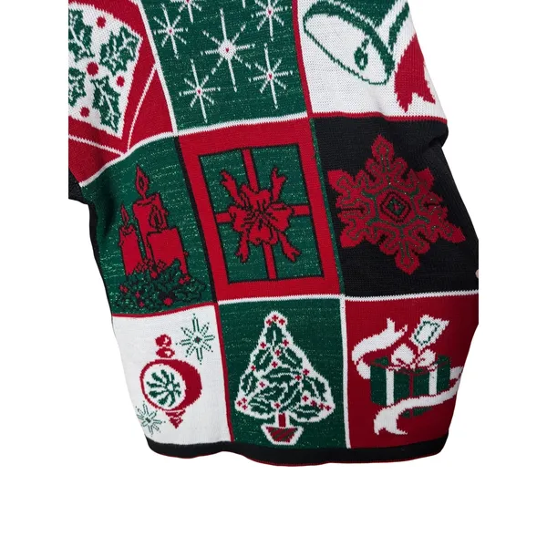Vintage NutCracker Christmas Sweater Womens Medium Patchwork Metallic Tinsel USA Black - Image 3