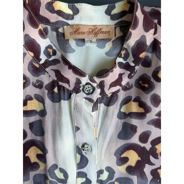 Mara Hoffman Leopard Print Sleeveless Button Front Tunic Top Small 100% Rayon - Image 8