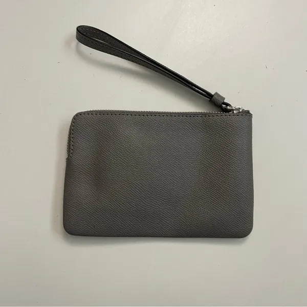 Coach Wristlet Wallet Pouch Corner Zip Credit Card Phone Travel Leather Grey - Image 6