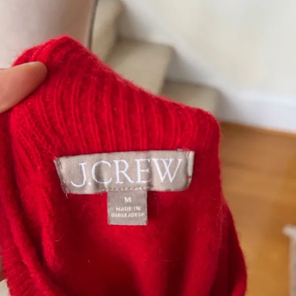 J.Crew Red Merino Wool Blend Roll Neck Long Sleeve Sweater - Image 3