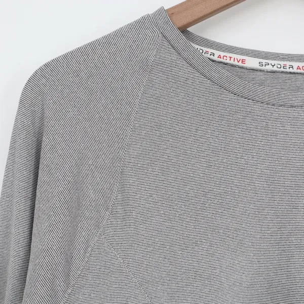 Spyder Active Womens Grey Micro Stripe Long Sleeve Performance Top Large - Image 3