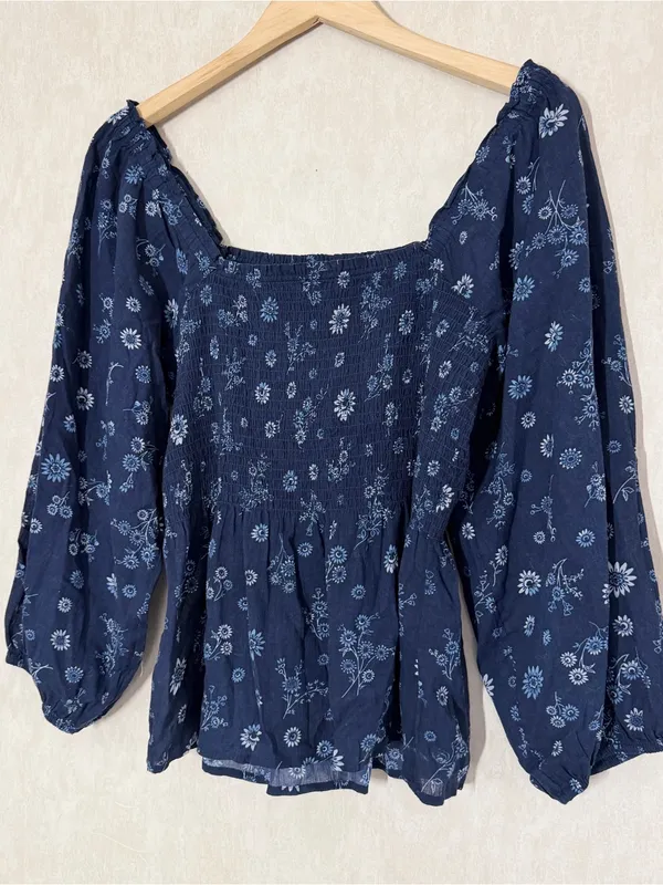 Madewell Women’s Lucie Smocked Peplum Top Square Neck in Floral Print 8 - Image 6