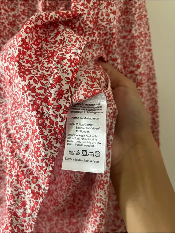 J Crew Red Ditsy Floral Peasant Top 4 100% Cotton Cottagecore Prairie Church - Image 6