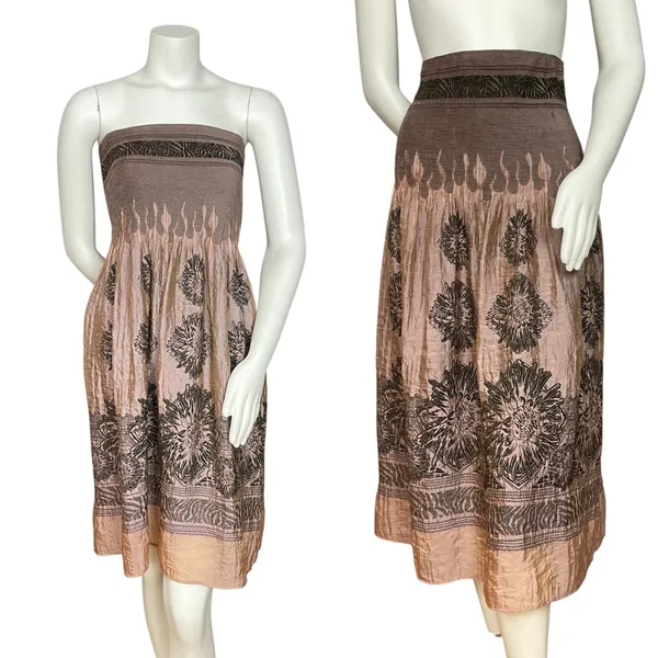 Anthropologie Lapis Convertible Dress Skirt Shirred Smocked Strapless‎ One Size - Image 2